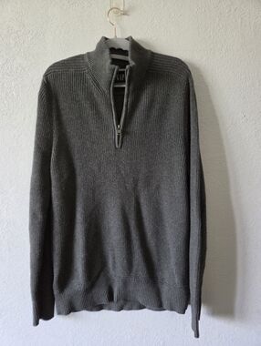 GAP Men's Dark Gray Half-Zip Ribbed Pullover